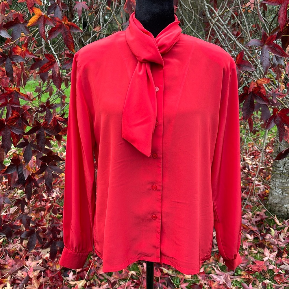Pendleton Red Blouse With Scarf - image 1
